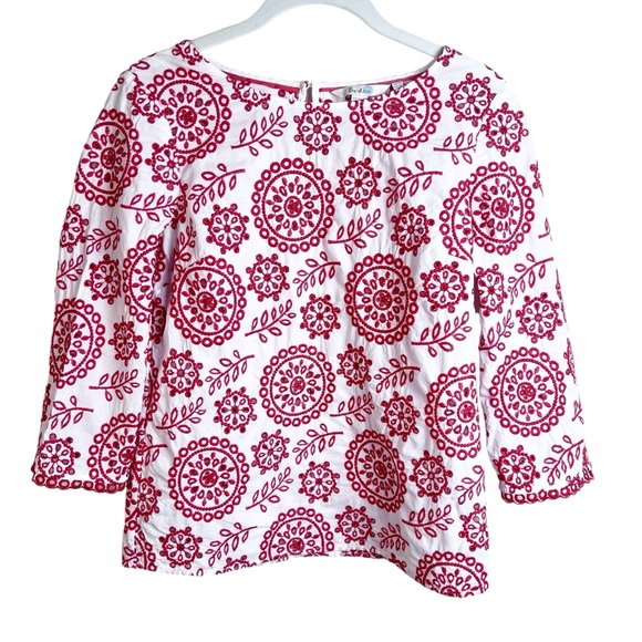 Boden Tops - Boden Red Embroidered Eyelet Top Size 4R